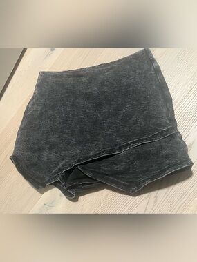 Acid Wash Asymmetrical Denim Skort